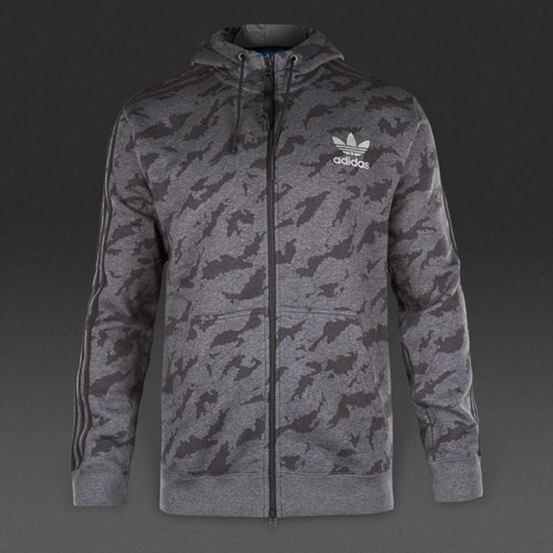 Adidas Originals Training Full Zip Hoodie Dark Grey Heather for Men